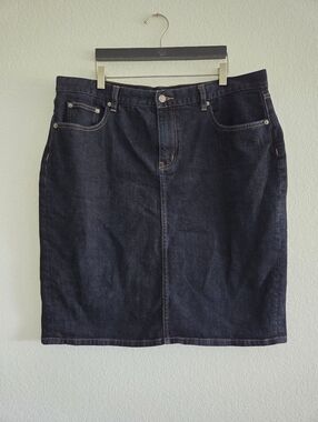 Lauren Ralph Lauren Jeans Co Womens 14W Denim Skirt Dark Blue Classic Fitted‎